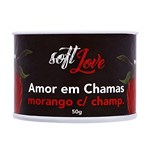 Amor em Chamas Vela Beijável Hot 50g Soft Love - Morango com Champanhe