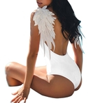 Ficha técnica e caractérísticas do produto Angel Wings Backless Women Push Up Monokini Swimwear De Cor Sólida? Fato De Banho