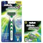 Ficha técnica e caractérísticas do produto Aparelho Barbeador Gillette Mach 3 Sensitive + Carga Mach 3 C/ 3 Unidades