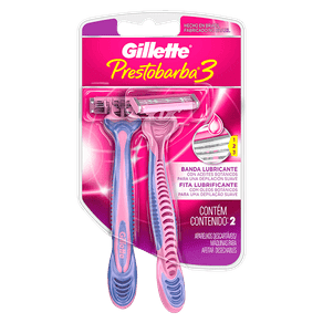 Ficha técnica e caractérísticas do produto Aparelho de Barbear Gillette Prestobarba 3 Rosa C/ 2