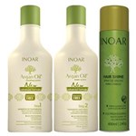 Ficha técnica e caractérísticas do produto Argan Oil New Advanced Inoar - Shampoo 250ml + Tratamento Antifrizz 250ml + Spray 400ml Kit