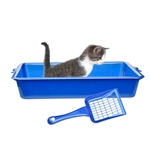 Ficha técnica e caractérísticas do produto Azul Odor resistente bacios gato semi-Fechado Anti-respingo Do Gato Do toalete Do Gato maca Pet Containers
