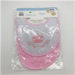 Ficha técnica e caractérísticas do produto Babador 2 Und Com Botão Coroa Rosa - Baby Joy Incomfral Ref 04040300010003