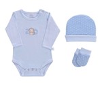Ficha técnica e caractérísticas do produto Baby Kit Colibri 3 peças Body,Touca, Luva ZOO Azul
