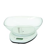 Ficha técnica e caractérísticas do produto Balança Digital para Cozinha com Bowl Branco 5 KG - 28791