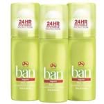 Ficha técnica e caractérísticas do produto Ban Desodorante Roll-on REGULAR 44ML - 3 Unidades