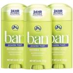Ficha técnica e caractérísticas do produto Ban Kit Desodorante Antitranspirante SÃ³lido 73g Trio - Powder Fresh - Incolor - Dafiti