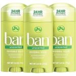 Ban Kit Desodorante Antitranspirante Sólido 73g Trio - Unscented