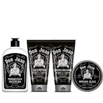 Barba Forte Don Juan Shampoo Condicionador Progressiva Masculina e Pomada Black