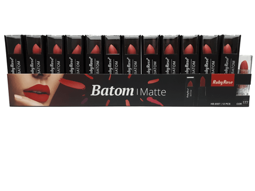 Ficha técnica e caractérísticas do produto Batom Matte Ruby Rose com Provador - Box 12 Unidades (Cor 177)