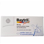 Ficha técnica e caractérísticas do produto Baytril Flavour 50mg 10 Comp Bayer Antibiótico Cães e Gatos