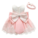 Ficha técnica e caractérísticas do produto Bebê bonito Princesa Bow Lace Puff Fluffy vestido Faixa de Cabelo + Venda quente