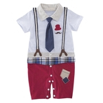 Ficha técnica e caractérísticas do produto Bebê crianças Meninos manga curta Strap gravata Gentleman Jumpsuit Baby clothes