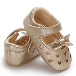 Ficha técnica e caractérísticas do produto Bebê meninas PU couro macio Sole antiderrapante sapatos em forma de coração oco bowknot Princesa Calçados