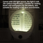 Beileshi 10X LED Lupa Luz USB Recarregável Leitura Lupa Lupa
