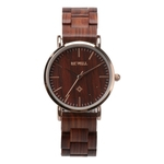 Ficha técnica e caractérísticas do produto BEWELL Casal Elegante Relógio de quartzo de madeira Relógio de pulso de moda impermeável ultrafino Redbey