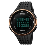 Ficha técnica e caractérísticas do produto Big Dial Men Esportes Multifuncional Waterproof Digital Watch Rosa de Ouro Relógio de pulso