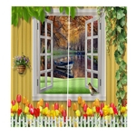 Ficha técnica e caractérísticas do produto BJQ-1480Curtain Floral Flowers Printing Door Window Curtains Home decor
