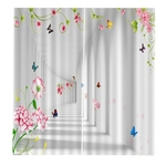 Ficha técnica e caractérísticas do produto BJQ-1481Curtain Floral Flowers Printing Door Window Curtains Home decor