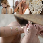 Ficha técnica e caractérísticas do produto Body Art Tattoo moda Gold Silver Metallic Tatuagens temporárias etiqueta temporária