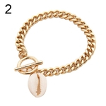 Ficha técnica e caractérísticas do produto Bohemian Summer Beach Mulheres Cowrie Shell Charme Toggle Bracelet Bangle Jewelry
