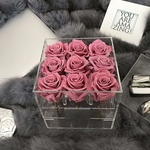 Ficha técnica e caractérísticas do produto Box Flor Extra Large Acr¨ªlico claro Rose com tampa Romantic Flowers Fresh-Manter