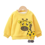 Ficha técnica e caractérísticas do produto Boy Baby Girl Long Sleeve Giraffe Pattern Tops bonito Collar desenhos animados Swearshirt roupa do bebê Redonda Thicken Hoodie