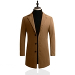 Ficha técnica e caractérísticas do produto LAR Cotton jacket -Breasted único homens de Slim casaco de lã V-Neck Solid Color lapela Durante Tamanho Médio Longo Overcoat