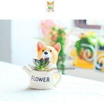 Ficha técnica e caractérísticas do produto Cão bonito Corgi Shaped Suculenta Container dos desenhos animados Flowerpot como Decor