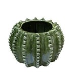 Ficha técnica e caractérísticas do produto Cachepot Ceramica Barrel Cactus Verde 18,5 X 18,5 X 12,5 Cm - Urban