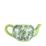 Ficha técnica e caractérísticas do produto Cachepot Ceramica Teapot Green Leaves Verde 27X16,5X11CM