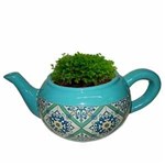 Ficha técnica e caractérísticas do produto Cachepot Ceramica Teapot Portuguese Tile Verde 27 X 16,5 X 11 Cm - Urban