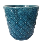 Ficha técnica e caractérísticas do produto Cachepot De Ceramica Azul 14cm X 14cm