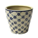 Ficha técnica e caractérísticas do produto Cachepot Decorativo Cerâmica Bege e Azul 14x13cm Do0015