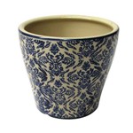 Ficha técnica e caractérísticas do produto Cachepot Decorativo Cerâmica Bege e Azul 14x13cm Do0016