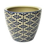 Ficha técnica e caractérísticas do produto Cachepot Decorativo Cerâmica Bege e Azul 17x15cm Do0017