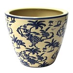 Ficha técnica e caractérísticas do produto Cachepot Decorativo Cerâmica Bege e Azul 17x15cm Do0018