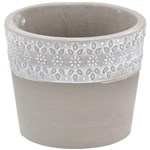 Ficha técnica e caractérísticas do produto Cachepot Vaso Cerâmica Cravina Bege 10x8,5cm Cachepô - Gs