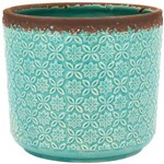 Ficha técnica e caractérísticas do produto Cachepot Vaso Cerâmica Lídia Florido 14x16,5cm Cachepô Azul - Gs