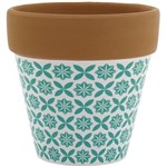 Cachepot Vaso Cerâmica Modelo I Verde e Branco Cachepô