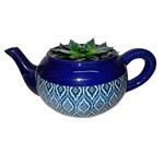 Ficha técnica e caractérísticas do produto Cachepot, Vaso Decorativo 27cm de Cerâmica Teapot Blue Marrocan Azul Urban - H40407