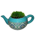 Ficha técnica e caractérísticas do produto Cachepot, Vaso Decorativo 27cm de Cerâmica Teapot Portuguese Tile Verde Urban - H40406