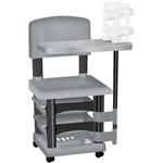 Ficha técnica e caractérísticas do produto Cadeira Cirandinha Prata e Preto para Manicure com Display para Esmaltes