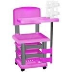 Ficha técnica e caractérísticas do produto Cadeira Cirandinha Rosa e Prata para Manicure com Display para Esmaltes