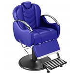 Ficha técnica e caractérísticas do produto Cadeira de Barbeiro Alfa com Encosto e Apoio de Pé Reclináveis - Pé Preto - Azul