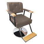 Cadeira de Barbeiro Hidráulica Retro Pelegrin Pel-1040 Marrom Claro