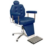 Ficha técnica e caractérísticas do produto Cadeira de Barbeiro Reclinável Linea com Pentapé e Braço Estofado - Azul