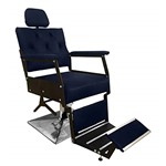 Ficha técnica e caractérísticas do produto Cadeira de Barbeiro Reclinável Zeus Pé Quadrado - Azul Escuro