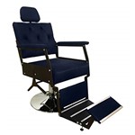 Ficha técnica e caractérísticas do produto Cadeira de Barbeiro Reclinável Zeus Pé Redondo - Azul Escuro