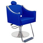 Ficha técnica e caractérísticas do produto Cadeira de Cabeleireiro Encosto Fixo Cristal - Pé Redondo - Azul